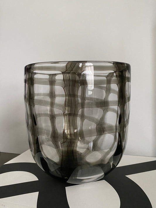 Large Vintage ‘Check’ Pattern Murano Glass Planter