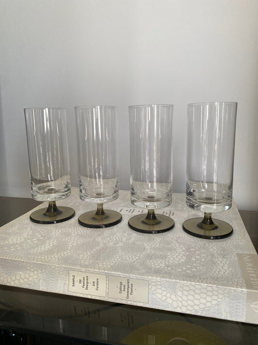 ROSENTHAL 1970’s Smoked pedestal base flutes x 4