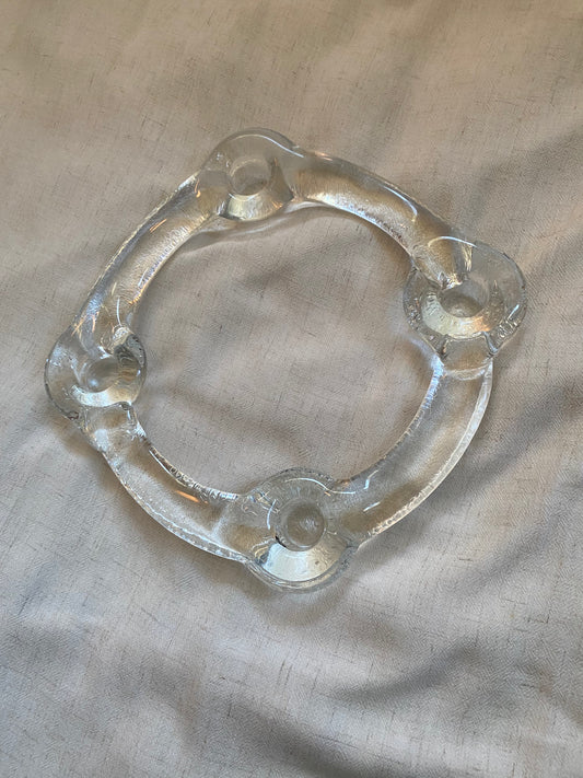 PUKERBERG 1960's Art Ice Glass Candle Holder by Staffan Gellerstadt