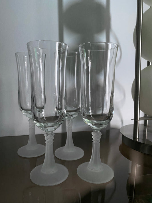 FROSTED Stem Vintage Flutes (set of 4)